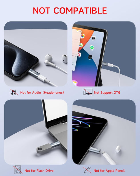 Lightning Female to USB-C Male Adapter & USB-C Female to Lightning Male Adapter (2 Pack) for iPhone Series and More Lightning & USB-C Devices,Supp...