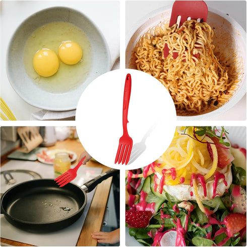 2pcs Silicone Flexible Forks, Silicone Cooking Fork Heat Resistant, Multifunctional Nonstick Blending Fork for Cooking Utensil for Kitchen Stir Mi...