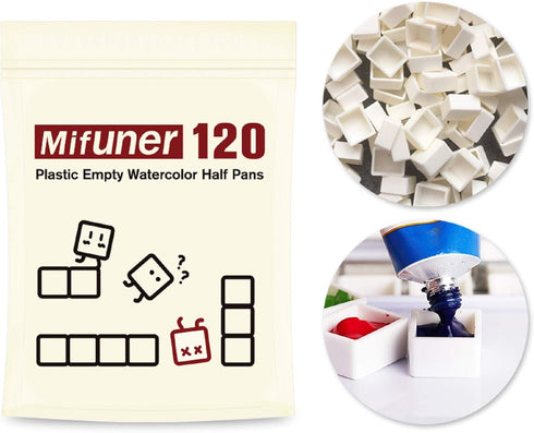 120pcs Empty Half Pans Plastic Paint Kits with Magnetic Square for Watercolor Oils Or Acrylics Paint Travel Tin Case DIY Watercolor Palette Art Dr...