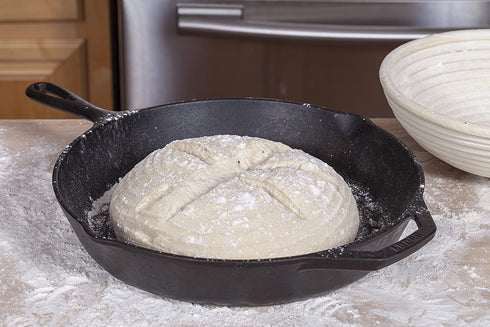 Saint Germain Bakery Premium Round Bread Banneton Basket with Liner - Perfect Brotform Proofing Basket for Making Beautiful Bread (8 inch)...