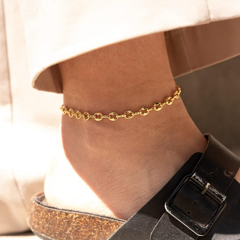 espere Puff Mariner Chain Link Necklace in Gold | Hollow Puffy Puffed Mariner Anchor Link Chain Layering Necklace Adjust 16 to 18 Inch...