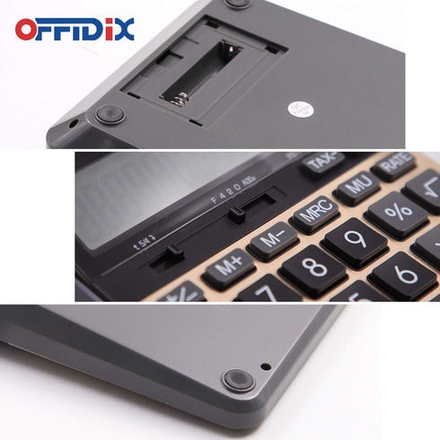 OFFIDIX Desktop Calculator 12 Digit with Large LCD Display, Desk Calculator Solar Battery Dual Power Electronic Calculator, Business Calculator wi...