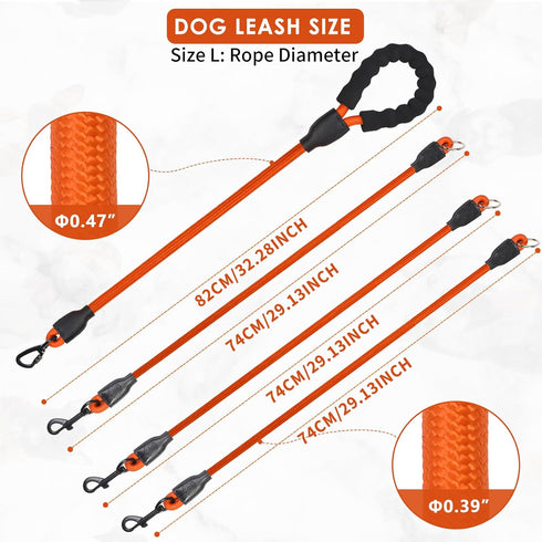 Heavy Duty Three Dog Leash, 3 Dog Leash No Tangle Detachable 360° Swivel Device, Multiple Dog Leash with Padded Handle, for Walking and Training T...