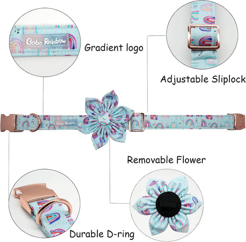 Dog Collar with Flower, Summer Fruit Adjustable Dog Flower Bow Collar Female Girl Pet Collar Cute Flowers Duarble Dog Collars for Medium Dog...