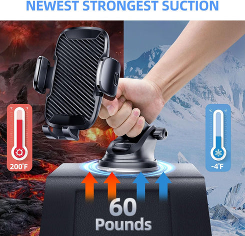 Car Phone Holder Phone Holders for Your Car Windshield Dashboard Air Vent Universal Hands Free Car Mount Phone Holder with Suction Cup Base and Te...