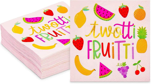 Sparkle and Bash Twotti Fruity Birthday Decorations Paper Cocktail Napkins, 50-Pack - 5 x 5 in Folded, Pink 2-Ply - Absorbent Napkins...