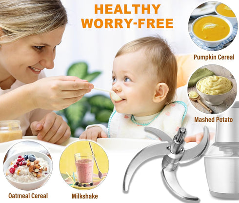 Full Steel Food Processor Blade Plastic-Free Chopping Blade for 8 Cup(2L) Bowl, Compatible with Syvio HOMEASY KOIOS HOVOBO Kitchen-in-the-box and ...