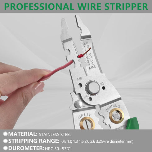 8" Wire Stripper, 10-1 Multifunctional Wire Stripper Crimper Cable Cutter Pliers, Professional Wire Strippers Electrical Wire Crimper, Wiring Tool...