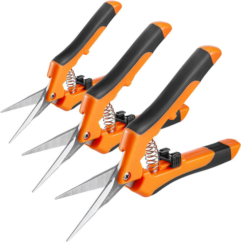 GROWNEER 3 Packs 6.5 Inch Pruning Shears Gardening Hand Pruning Snips Gardening Scissors with Straight Stainless Steel Precision Blades...