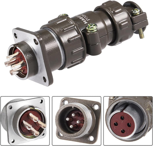 uxcell Aviation Connector, 20mm 4P 25A 250V P20-4 Waterproof Male Wire Panel Power Chassis Metal Fittings Connector Aviation Silver Tone...
