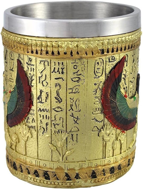 Egyptian Theme Golden Winged Isis Motherhood and Magic Goddess Beer Stein Tankard Coffee Cup Mug Great Gift For Ancient Egyptian Culture Lovers Sc...