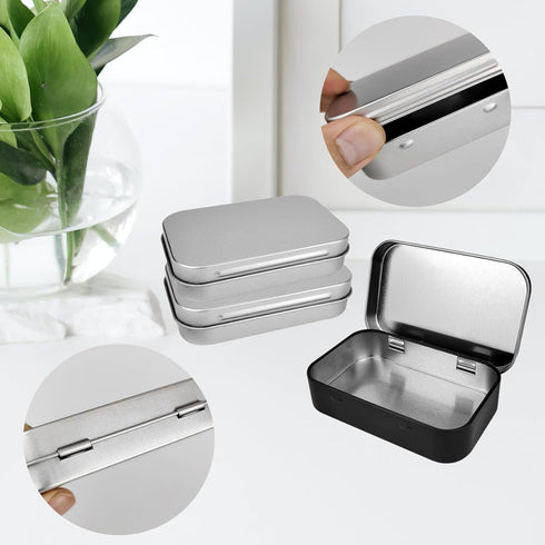 2 Pack Metal Box, Rectangular Tins Box Containers, Storage Box, Small Box with Lids for Tobacco, Cigarettes, Candy, Jewelry (Silver)...