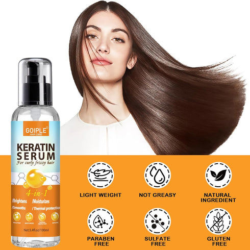 Keratin Protein Hair Serum for Frizzy Hair - Keratin Hair Serum Nourishes & Repair Hair with Castor Oil for Dry Damaged Hair - Keratin Hair Treatm...