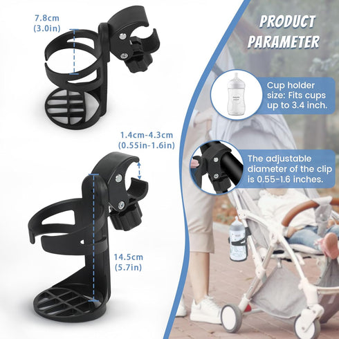 Universal Cup Holder, Stroller Cup Holder, Bike Cup Holder, Large Caliber Drinks Holder Fits Most Bottles, Cup Holder for Stroller, Bike, Wheelcha...