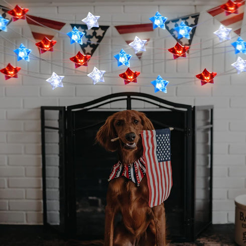 Independence Day String Lights, Impress Life USA American Stars Flag Lighting 4th of July Red White Blue 10ft 40 LEDs with Remote, Powered by Batt...