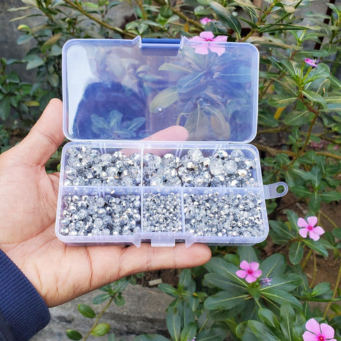 Silvery Rondelle Glass Beads for Jewelry Making, Faceted Briolette Crytal Spacer Beads for Bracelet Necklace Earring (2mm 4mm 6mm 8mm 10mm Mixed S...