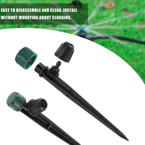 Drip Irrigation Emitters for 1/4" Drip Tubing,5.5" Stake with Adjustable Automatic Irrigation Drippers for (4-7mm) Garden Watering System. (50pcs-...