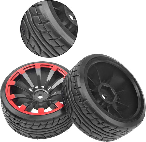 1/10 RC Drift Tire Hard Plastic Tires & 12mm Hex Hub Wheel Rims Compatible with Traxxas HSP Tamiya Kyosho Himoto HPI Redcat MST 1/10 On-Road RC Dr...