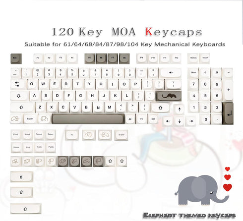 Keycaps,120 Key PBT Keycaps, MA Height Cross Shaft keycaps, Suitable for 61/64/68/84/87/98/104 Key Mechanical Keyboards (Only Sell Keycaps) (Grey)...