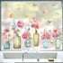 wondever Spring Flowers Window Clings Floral in Jars Butterflies Glass Sticker Decal Anti Collision Double-Side Static Window Decals for Home Glas...
