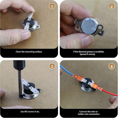UL KSD301 125V 16A Thermostat,Normally Closed Circuit Off at 70°C/158°F and On at 60°C/140°F Thermal Switch, Auto Reset Microwave Thermostat,2 pcs...