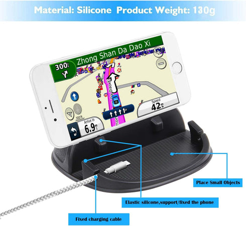 Car Cell Phone Holder Dashboard Phone Holder Phone Mount for Car Anti-Slip Silicone Car Pad Phone Stand Compatible with iPhone,Samsung,Android Sma...