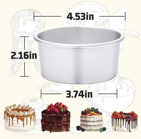 HomeMall 4 Inch Aluminum Round Cake Pan, 8 Pieces Non-stick Mini Cake Baking Pan - Layer Baking Round Cake Pans Set for Home Kitchen DIY Baking To...