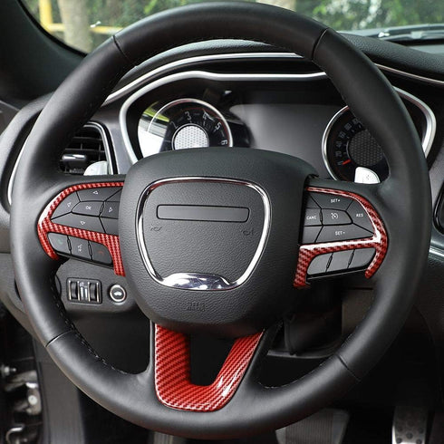 JeCar Steering Wheel Cover Interior Decoration Trim Kits Compatible with Dodge Challenger/Charger 2015-2023/Durango 2014-2020 & Grand Cherokee 201...
