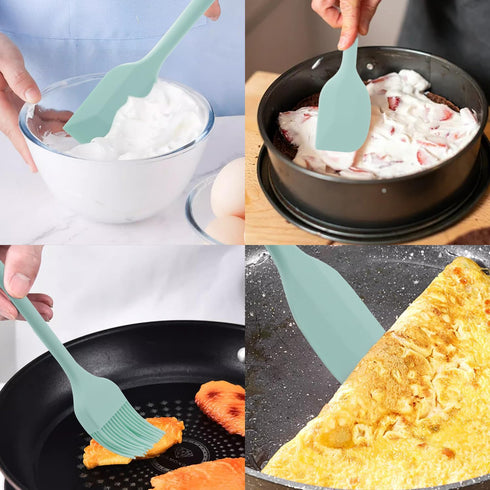 Silicone Spatulas Set, Rubber Spoon Spatula Heat Resistant Spoonula One Piece Design Seamless Spatula Non-Stick Scrapers Baking Mixing Tool (Light...