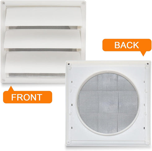 Beaquicy 6'' Louvered Dryer Vent Cover for Exterior Wall Vent Hood Outlet(Total Unit Size 8 x 8 Inches)