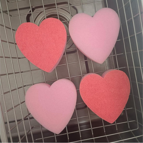 Heart Shaped Sponge, Dual-Sided Kitchen Scrubber for Washing Dishes, Pots, Pans and General Household Cleaning, Light Pink (24 Pack)...