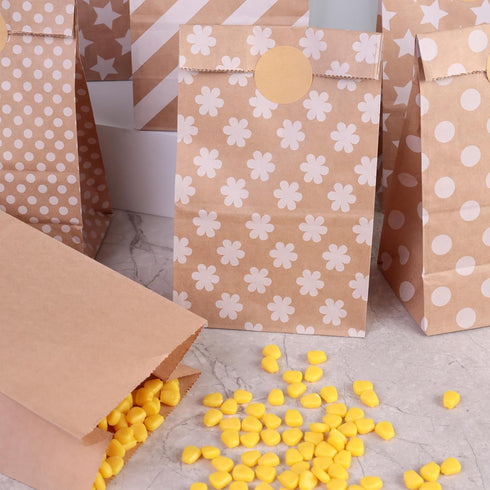 Shindel 54PCS Party Favor Bags, Goodie Bags with Stickers Polka Dot Striped Treat Bags Lunch Paper Bags for Birthday Wedding Party...
