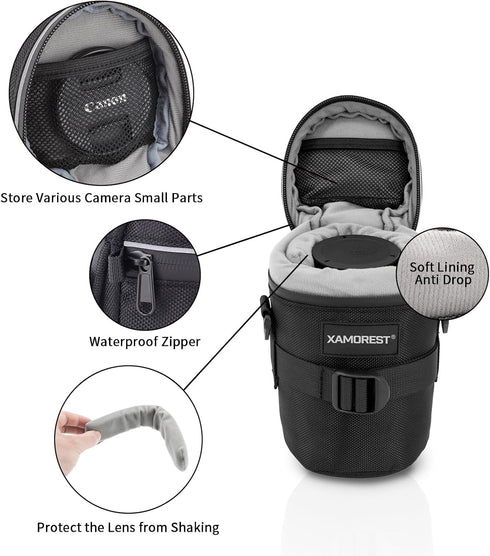 Camera Lens Case Lens Bag Compatible with Canon EF 18-135MM/EF-S 15-85MM/EF 24-70MM F4L, Nikon AF-S 18-140MM/AF-S 85MM F/1.8G/AF 70-300MM Below 3....