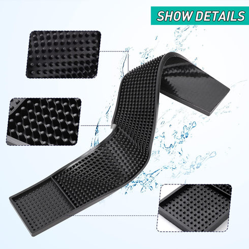Facmogu 2PCS Rubber Bar Mats, 24x3" / 60x8cm Coffee Bar Countertop Spill Mats, Rubber PVC Kitchen Drink Service Mat, Rail Runner Drip Mat, Non Sli...