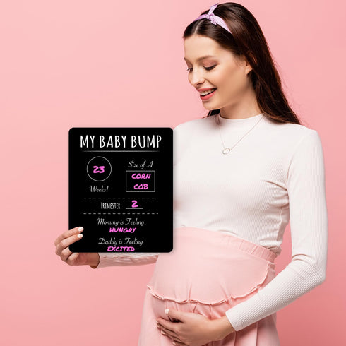 Pregnancy Timeline Sign/My Baby Bump Infant Chalkboard Style Milestone Photo Prop Board / 10" x 12" Baby Shower Present...