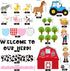 97Pcs Farm Animals Bulletin Board Kit Farmhouse Themed Bulletin Board Set Barnyard Animals Decoration Borders Cutouts with Glue Points for Farm Pa...