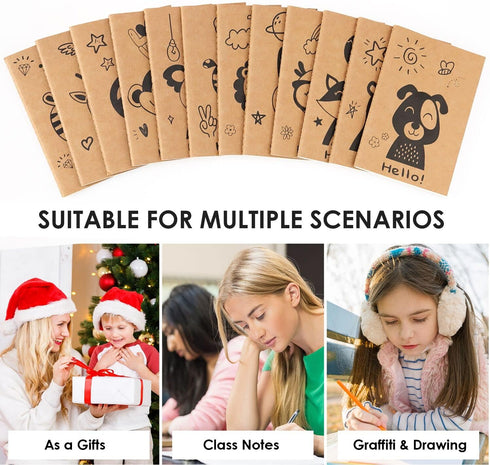 12 Pack Cute Animals Mini Notebooks for Kids Party Favors, A6 Small Notebooks for Girls Teens, Notebook Bulk for Class Prizes Bag Stuffer, Little ...
