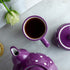 City to Cottage Handmade Purple and White Polka Dot Ceramic Coffee, Tea, Latte Mug, Cup with Large Handle, Unique 7 oz / 200ml Designer Pottery Gi...