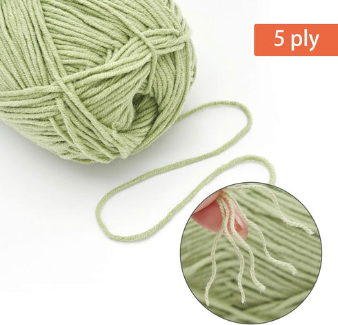 NICEEC 3 Skeins Soft Cotton Yarn 5ply Baby Cotton Yarn for Knitting Crochet Baby Weight Yarn Cotton Blend Yarn Total Length 3×220m(3×240 yds,100g×...