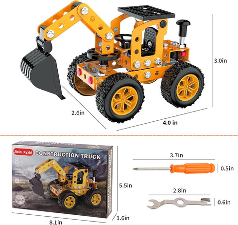 Erector Sets Metal Assembly Toys Model Excavator Kits STEM Projects Model Car Kits to Build Jixin Xyzhi Birthday Gifts for Kids 8-16 Yellow...
