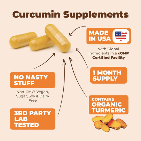 Organic Turmeric Curcumin & Black Pepper. High Absorption Joint Support Supplement with Bioperine. 95% Curcuminoids. Antioxidant Turmeric Suppleme...