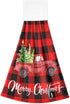 Boccsty Christmas Tree Truck Fingertip Bath Towels 2 Pcs New Year Red Black Plaid Tartan Hanging Kitchen Hand Towel Absorbent?Dish Cloths for Bath...