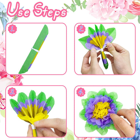 Set of 20 Fiesta Paper Flowers,Colorful Tissue Paper Flowers,Crepe Paper Flowers for Spring Party,Baby Shower,Carnival,Crafts,Wedding Backdrop...