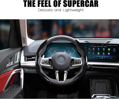 Universal 2 Piece Carbon Fiber Steering Wheel Cover Non-Slip Segmented Car Steering Wheel Covers Steering Wheel Protectors...