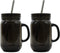 Black Mason Jar 20 Oz Doubled wall Acrylic Cup with Straw - 2 Pack...