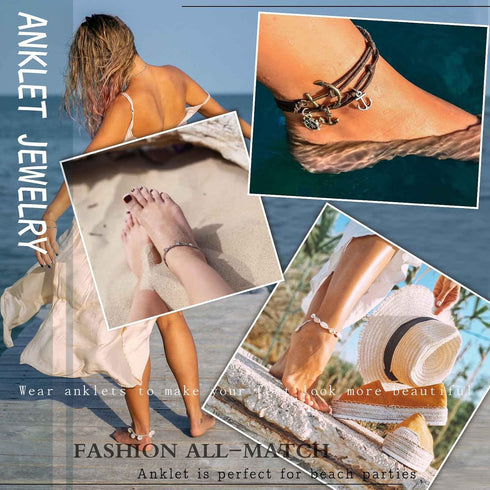 Boho Ankle Bracelets for Women Layered Cubic Zirconia Tennis Anklet Dainty Thin Snake Chain Anklet Summer Beach Rhinestone Charms Ankle Chain Foot...