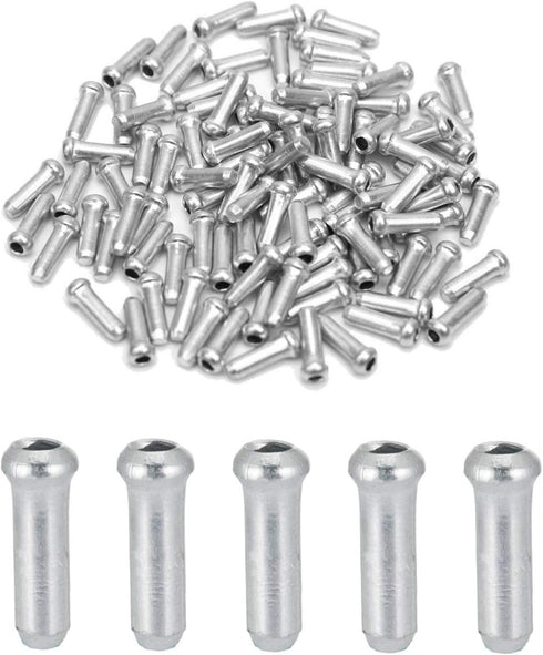 100 Pcs Cable End Crimps, Bike Cable End Caps, Alloy Road Mountain Bikes Brake Tips Shifter, Silver,with Storage Box...