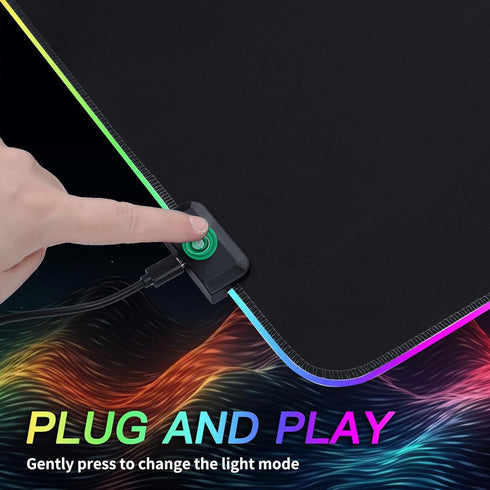 RGB Large Gaming Mouse Pad, 12 Light Modes, Computer Keyboard Mouse Pad, Oversize Anti-Slip Rubber Base Mouse Mat for Computer PC Games (31.5x11.8...