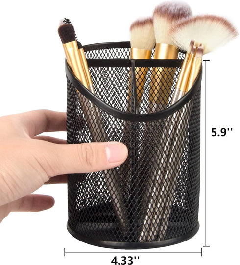 2 Pack Pen Holder Pen Organizer for Desk Mesh Round Pencil Holder Desktop Organizer 3 Compartments Pencil Organizer Desk Organizer for Office Home...