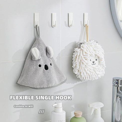 Self Adhesive Hooks 6 Pcs Compact Utility Hook Heavy Duty Wall Hooks for Bathroom Kitchen White Sticky Hooks for Closet Decorative Wall Hanger Wat...